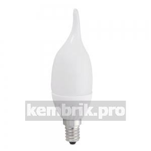 Лампа светодиодная LED 5вт E14 тепло-белый матовая свеча на ветру