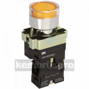 Кнопка управления LAY5-BW3561 с подсветкой желтая