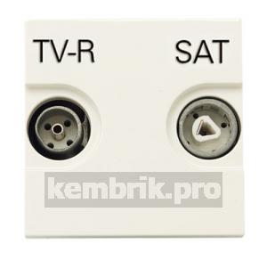 Zenit Розетка телевизионная TV-R-SAT проходная с накладкой серебро