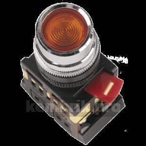 Кнопка красная ABLF-22 1з+1р с подсветкой неон 240В
