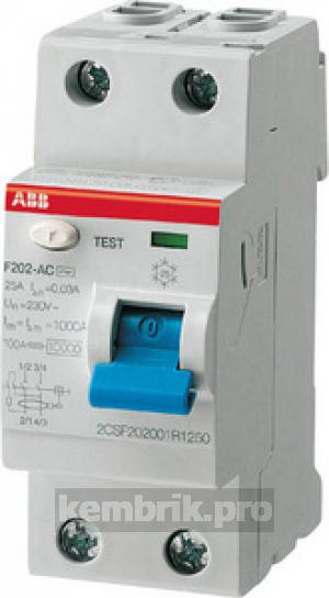 Выключатель дифференциального тока двухмодульный F202 A-40/0.03 AP-R