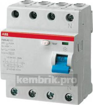 Выключатель дифференциального тока (УЗО) четырехмодульный F204 A-40/0.1