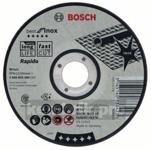 Круг отрезной Bosch Best for inox 115x1,0x22по нерж., выпуклый (2.608.603.491)