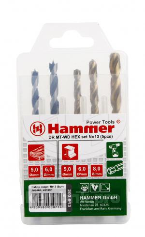 Набор сверл Hammer No13 hex (5шт.) 5-8мм