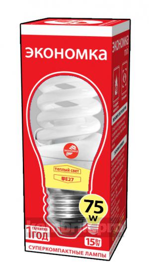Лампа энергосберегающая ЭКОНОМКА 15Ватт 2700К Е27 Т2