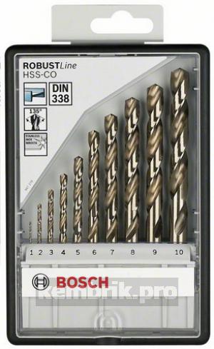 Набор сверл Bosch Robust line hss-co 10 шт. (2.607.019.925)