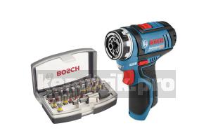 Набор Bosch Дрель аккумуляторная gsr 12v-15 fc без ЗУ и АКБ (0.601.9f6.004),Набор бит 2.607.017.319