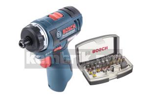 Набор Bosch Шуруповерт аккумуляторный gsr 10.8 v-ec hx (0.601.9d4.102),Набор бит 2.607.017.319