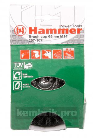 Кордщетка Hammer 207-109  65*0,5*m14 витая жесткая чашеобразная
